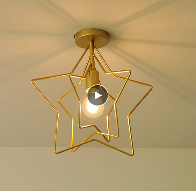 Deckenleuchte 3D-Sterndesignleuchte aus goldfarbenem Metall